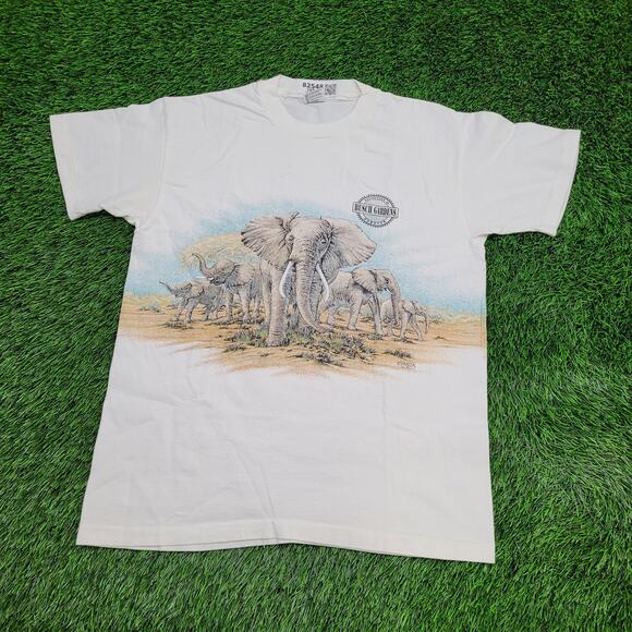Vintage 1992 Sansegal Elephant Shirt Large 21x27 Desert USA - Picture 1 of 15